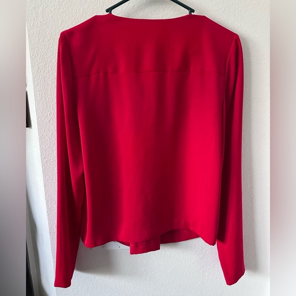 Armani Exchange Red Long Sleeve Tie Front Blouse - Picture 2 of 4